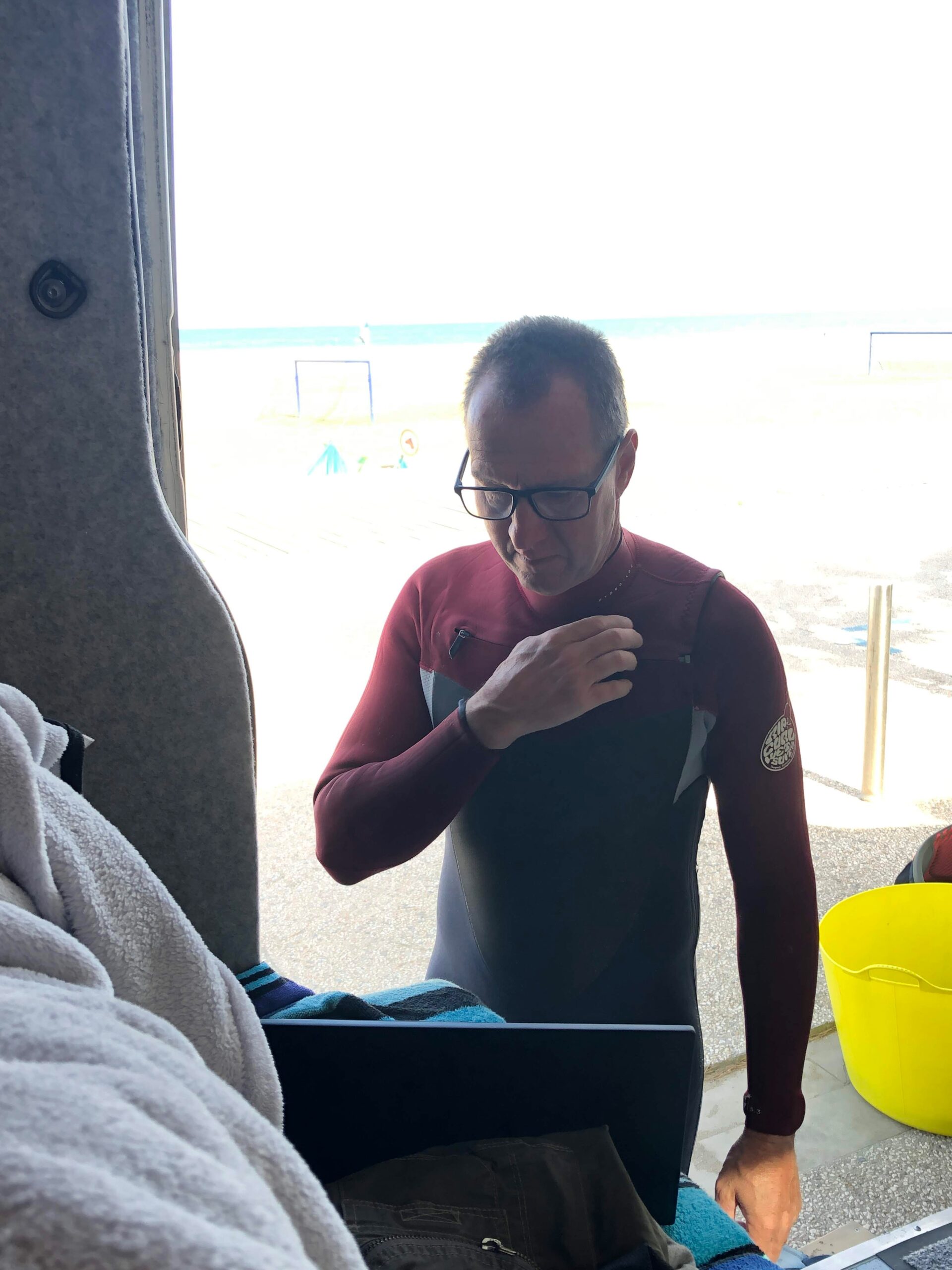 Laptop & Wetsuit, Leucate, France